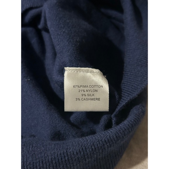 Peter Millar Mens Navy Blue Crew Neck Sweater Pima Cotton Silk Cashmere Large - Picture 6 of 6